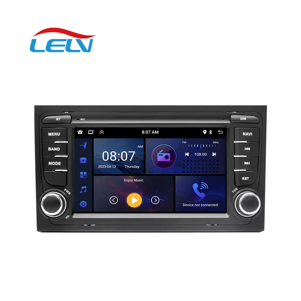 راديو سيارة أندرويد 2 Din من LELV ستريو للسيارة راديو فيديو FM مشغل سيارة ألكتروني للسيارة مشغل دي في دي للسيارة أودي A4 2006-2012