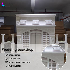 Lida ชุดฉากหลังซุ้มแต่งงานทำจากพีวีซีสีขาวมีสไตล์กระดานติดผนังสำหรับตกแต่งฉากหลังงานแต่งงาน - Product Image 2
