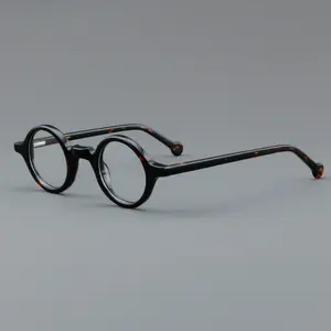 卸売ホット販売ヴィンテージ眼鏡中国木製ラウンド光学メガネアセテート眼鏡2024