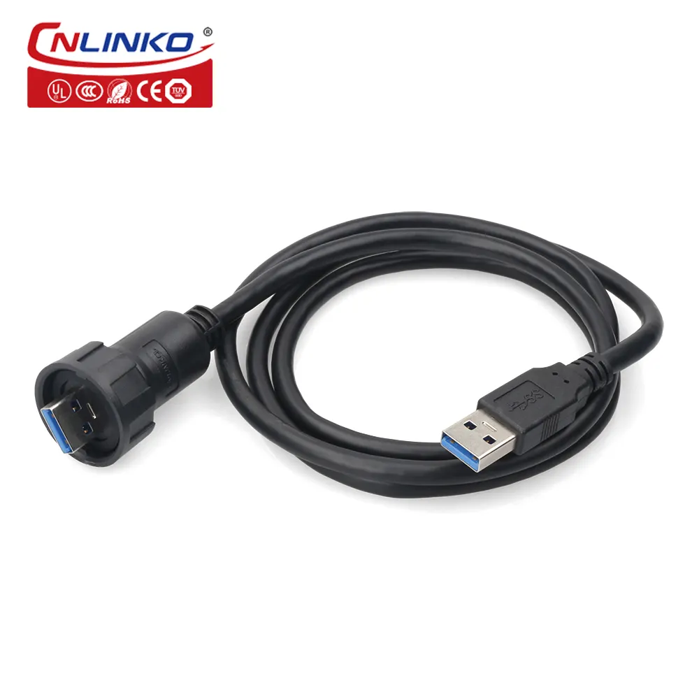 CNLINKO Industri Konektor USB IP67 Tahan Air USB Panel Mount Plug Socket