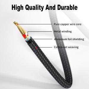 Dajiang OEM 3,5mm macho a 2RCA macho Nylon trenzado <span class=keywords><strong>Audio</strong></span> <span class=keywords><strong>Video</strong></span> <span class=keywords><strong>Cable</strong></span> 3.3FT 2-en-1 Adaptador auxiliar <span class=keywords><strong>Y</strong></span> Splitter Compatible - Product Image 4