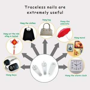 Không dấu vết nhựa cứng tường móc áo & hình ảnh treo móc-Trắng - Product Image 6