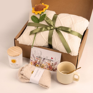 Coffret Cadeau Personnalisable Thème Tournesol : Couverture Portable, Chaussettes, Tasse et Bougie Parfumée avec Motif Tournesol Intégré - Product Image 3
