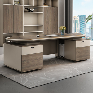 Mesa de trabajo moderna de lujo de alta calidad en forma de L <span class=keywords><strong>Director</strong></span> de madera Manger Ceo Boss Mesa de oficina Escritorio Ceo Mesa Muebles de oficina Set - Product Image 2