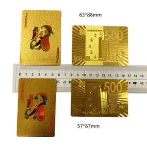 63×88mm ゴールド箔 500ユーロ札 プラスチック製ポーカー 防水 工場価格 トランプ - Product Image 4