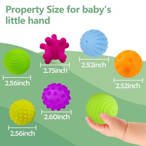 Juguete de pelota para bebé, 6 piezas, de goma suave, para masaje táctil y percepción, juguete educativo para el baño, silbato de aire - Product Image 4