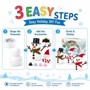 Kit de Manualidades de Muñeco de Nieve Navideño al por Mayor, Paquete de 9, Arcilla de Secado al Aire, Haz tu Propio Muñeco de Nieve, Regalos para Calcetines Navideños, Certificado por CPSIA, ASTM y CE - Product Image 3