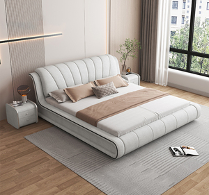 Elegante <span class=keywords><strong>letto</strong></span> in pelle <span class=keywords><strong>con</strong></span> testiera a forma di onda ideale per camere da <span class=keywords><strong>letto</strong></span> e alberghi moderni - Product Image 4