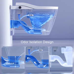 WC intelligent mural non électrique avec siphon de drainage en P et réservoir dissimulé pour petites salles de bain et appartements compacts - Product Image 4