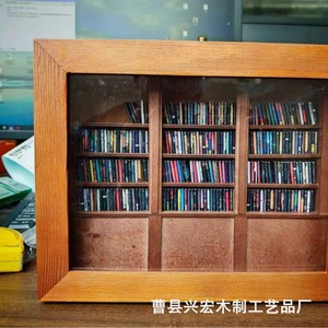 Shake Away Your Anxiety Bookshelf Ornament Natural Wood Color Rectangle <b>Shadow</b> <b>Box</b> Handmade Decor - Product Image 2