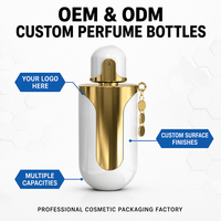 Flacon de parfum ovale de luxe vide, or blanc, charme décoratif, emballage de parfum personnalisé