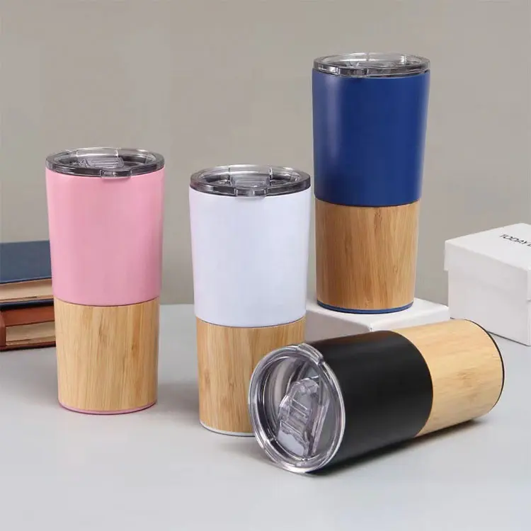 New Type Creative Insulated Stainless Steel 20 oz Travel Bamboo Car Mug