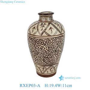 <span class=keywords><strong>Vase</strong></span> décoratif en céramique à motif de fleur de lotus de couleur <span class=keywords><strong>automne</strong></span> RXEP01-A / RXEP03-A marron et blanc - Product Image 5