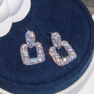 Pendientes cuadrados con forma de lágrima brillante para mujer, joyería elegante para vestido de noche - Product Image 5