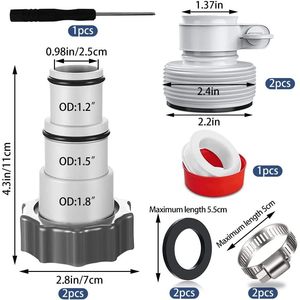 Kit d'adaptation de tuyau de rechange pour pompe de piscine hors sol Intex 1.2 1.5 1.8 en PVC, installation facile, avec colliers de serrage et joints toriques - Product Image 1