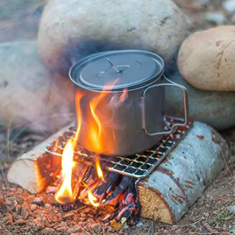 Tragbare Outdoor Camping Grill zubehör Edelstahl Mesh Pads Grillen Runde Quadrat Brennholz Rack Barbecue Net
