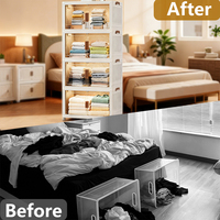 Armoire de rangement pliable empilable en plastique PP avec portes magnétiques doubles pour la maison, le bureau, la chambre, le rangement des vêtements, grande capacité