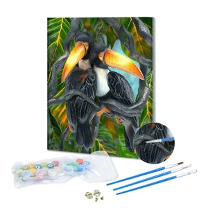 40 × 50 cm Tierserie Zwei Vögel Individuelles Malerei-Kit Acryl-Malerei nach Zahlen auf Leinwand für Kinder und Erwachsene Wandzimmer-Dekoration