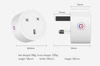 Prise intelligente Wi-Fi UK 16A 20A en plastique ABS avec moniteur de consommation d'énergie, compatible avec l'application Tuya Smart Life, Alexa, Google, utilisation universelle