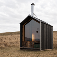 Sauna en bois de type A pour cour, avec système de haut-parleurs USB et FM, éclairage LED d'ambiance intérieur et extérieur