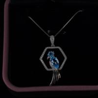 Pendentif en argent sterling 925 plaqué rhodium pour topaze bleue suisse, cadeau de fête des mères pour femme avec pendentifs à breloque
