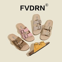 Sandales pour femmes en cuir suédé véritable, été 2025, nouvelles chaussures plates antidérapantes pour la plage et les activités de plein air