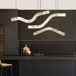 Zeal Lighting Diseño profesional Led Candelabro de mármol <span class=keywords><strong>blanco</strong></span> Alabastro Lámpara colgante para mesa de comedor - Product Image 3