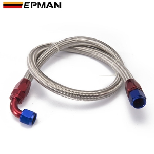 EPMAN 4AN Conduite de carburant AN4 en acier inoxydable tressé, tuyau d'huile en nylon CPE noir avec raccords d'extrémité de tuyau droits à 90 degrés - Product Image 4