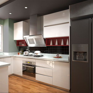 Mobili da Cucina Modulari Bianchi Lucidi Fai-da-Te, <span class=keywords><strong>Kit</strong></span> Compatto dal Pavimento al Soffitto, Set di Armadietti da Cucina - Product Image 3