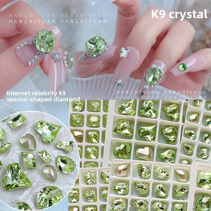 Strass en cristal K9 vert clair super brillants pour nail art, formes ovales, carrées et carrées épaisses à <span class=keywords><strong>angle</strong></span> <span class=keywords><strong>droit</strong></span> - Product Image 3