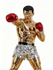 Nueva Llegada de Tamaño Real Boxer Hombre Estatua Persona Famosa Fibra de Vidrio <span class=keywords><strong>Ali</strong></span> Estatuilla Escultura Galvanoplastia Resina Artesanía del Mundo - Product Image 5