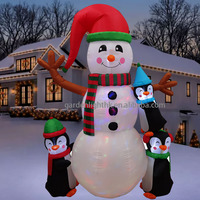 Bonhomme de neige gonflable de Noël LED extérieur alimenté par courant continu IP44, écologique, avec décoration pingouin, 2,4 m, pour pelouse/jardin/cours et fêtes