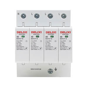Protector Contra Sobretensiones Industrial Delixi DZ47sY-II 20kA 40kA 65kA 4P 385V SPD Solar T2 con Protección Contra Rayos de 275V - Product Image 1