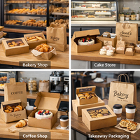 Emballage de boulangerie personnalisé, sac en papier kraft, boîte à beignets, boîte à gâteaux, boîte à cupcakes, emballage de pâtisserie avec fenêtre, écologique, HONPAK