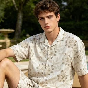 Camisa de punto para hombre, estilo europeo, muy vendida, bordada, fabricada por un fabricante de camisas para hombre, informal, de algodón, vintage, con estampado floral. - Product Image 2