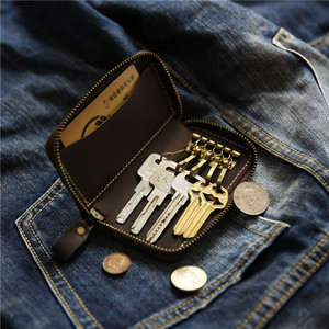 กระเป๋าใส่กุญแจหนังแท้สไตล์เรโทร หนังวัวแท้ชั้นบนสุด ความจุขนาดใหญ่  กระเป๋าอเนกประสงค์สำหรับผู้ชาย - Product Image 4