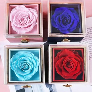 Custom cheap competitive price rose box gift eternal fliping rose jewelry box rotating