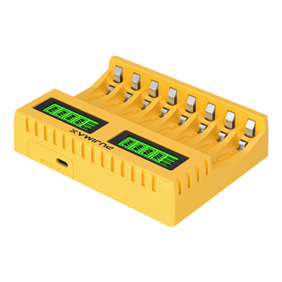 PUJIMAX Multi Function Smart Battery Charger 1.2v Nimh AA AAA Battery Charger LCD Display Charger with Type-c Charging Port