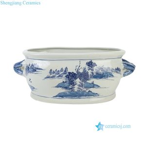 RYVM31-D Vases à <span class=keywords><strong>fleurs</strong></span> en porcelaine à motif paysager bleu et blanc <span class=keywords><strong>pour</strong></span> arrangements floraux – Vente en gros - Product Image 4