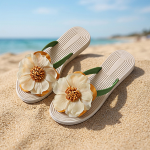 Fashion New Summer Trendy Anti-Slip Breathable Soft Evergreen PVC Flat <b>Thong</b> Flip Flops for Summer <b>Beach</b> Vacation - Product Image 3
