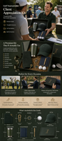 Ensemble de bienvenue personnalisé pour événement de golf avec casquette, gobelet, balles de golf, serviette, carnet de scores, emballage cadeau de marque