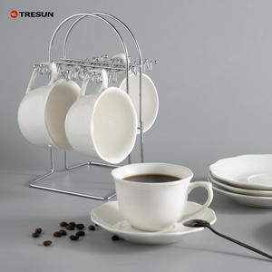 Ensemble <span class=keywords><strong>tasse</strong></span> et soucoupe à café en céramique blanche fine en <span class=keywords><strong>porcelaine</strong></span>, design classique moderne chinois, 200 ml, forme de fleur, logo personnalisé - Product Image 6