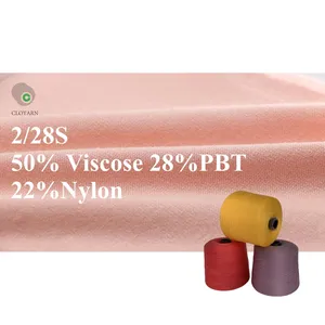 FREE sample color card pbt viscose spandex 28nm/2 rabbit core spun yarn manufacturers