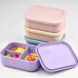 Silicone Bento <b>Lunch</b> <b>Box</b> Microwaveable Leakproof 3 Compartments Eco-Friendly Kids Office <b>School</b> Food Grade Bpa Free Portable - Product Image 3