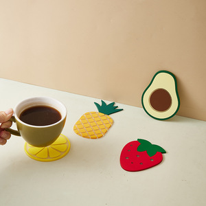 Silicone Fruit <b>Coaster</b> <b>Set</b> Strawberry Pineapple Avocado Lemon Heat Insulating Non Slip Mat For Tea Coffee Cup Protection - Product Image 2