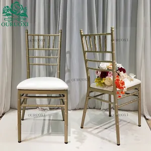 Elegant aluminum metal champagne color chiavari wedding tiffany chair modern