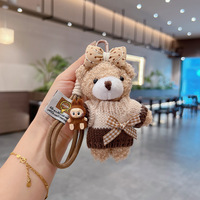 Mini ours en peluche brun en gros, porte-clés, poupée ours en peluche, porte-clés, accessoires pour sac, pendentif pour voiture, porte-clés