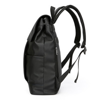 Sac à dos d'affaires unisexe en cuir PU imperméable de couleur unie avec doublure en polyester Sac pour ordinateur portable