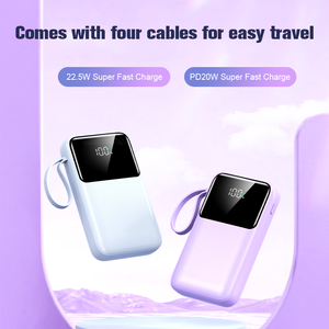 Banques d'alimentation d'usine 22.5W Charge rapide Charge rapide Mini Powerbank 10000mAh avec 4 câbles intégrés - Product Image 5