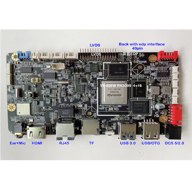 lvds edp driving board Rockchip RK3399 4+16G Android 8.1driver board kits support 2k 4K